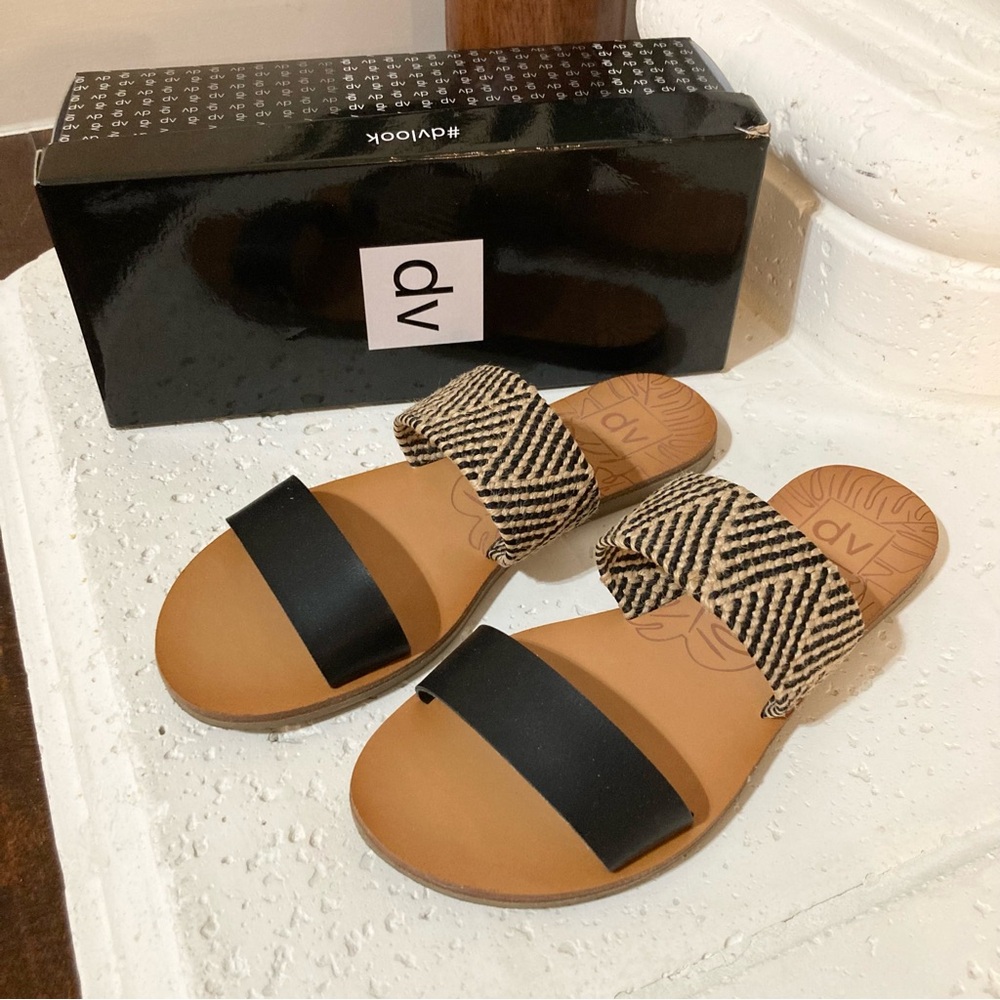 DV by Dolce Vita Black and Tan Bohemian Sandals Size 8